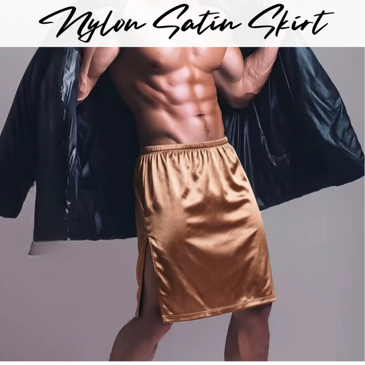 Men's Loungewear: Nylon Satin Ice Silk Home Man Skirt (AD419)