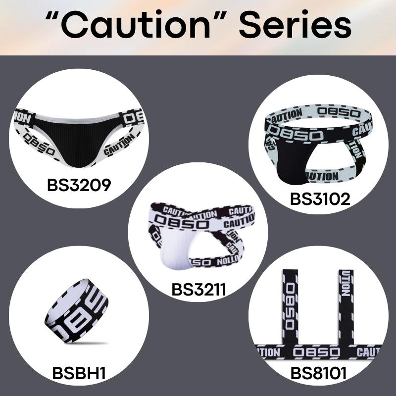 Men's Strap: Nylon Spandex Harness Back Cross Strap with Logo/Text "0850 Caution" (BS8104)