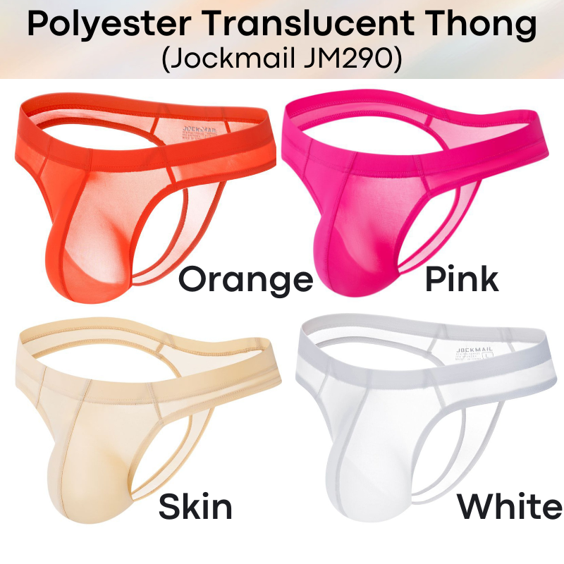 Men's Thong : Polyester Semi Translucent Thong Underwear (Jockmail JM290)