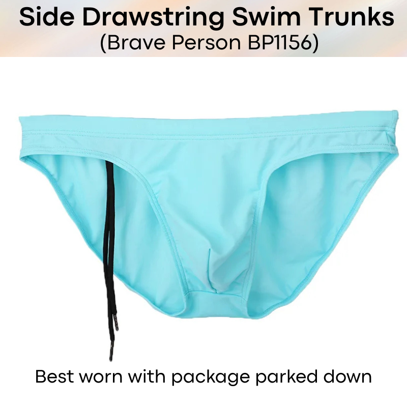 Men's Swimwear: Nylon Brief Design Swim Trunks with Side Drawstring (BP1156)