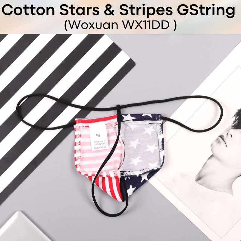 Men's GString : Stars & Stripes Cotton GString Underwear (Woxuan WX11DD)