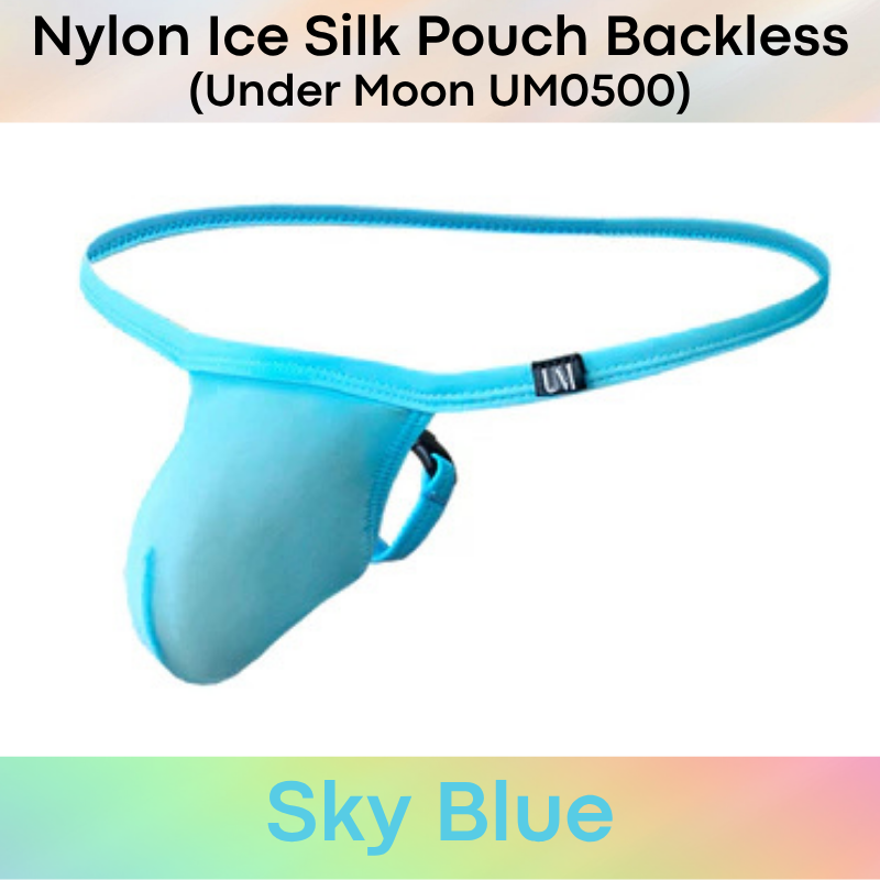 Men's GString: Nylon Ice Silk Pouch with Groin Buckle Backless Freedom Underwear (UM0500)