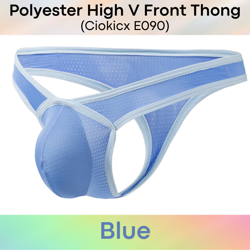 Men's Thong : Polyester Perforated High Front V 3D Pouch Thong Underwear (Ciokicx E090)