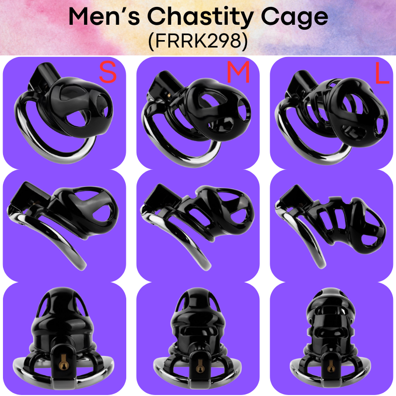 Adult Toy: Men's Resin Chastity Cage with Silicone Urethral Catheter and Aluminum Alloy Ring Set (FRRK298)