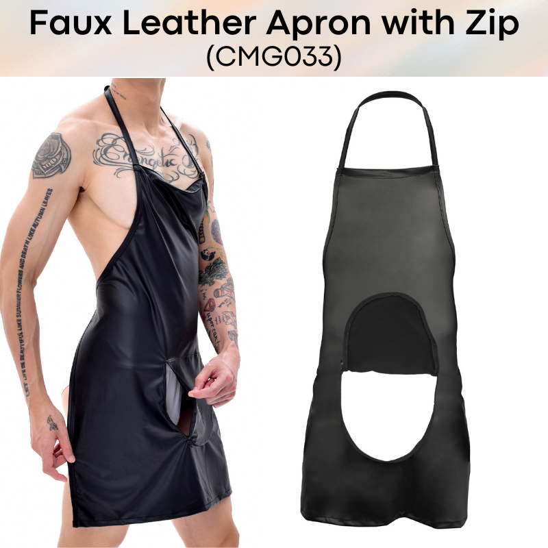 Lifestyle: Polyester Faux Leather Apron with Opening Zipper (CMG033)