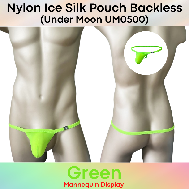 Men's GString: Nylon Ice Silk Pouch with Groin Buckle Backless Freedom Underwear (UM0500)