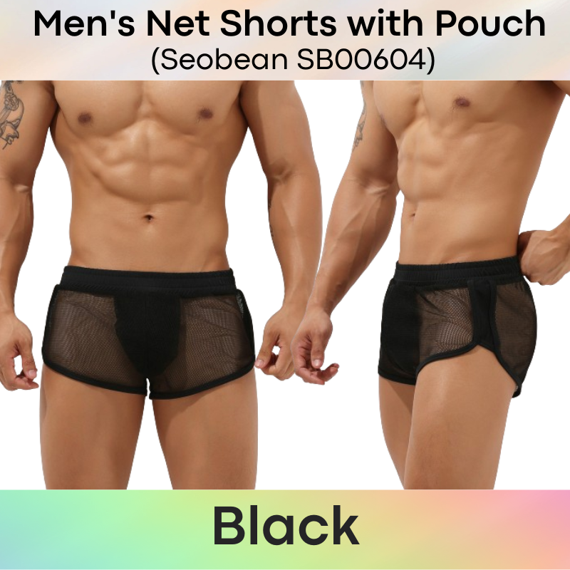 Men's Shorts : Net Shorts with Built-In Pouch (SB00604)