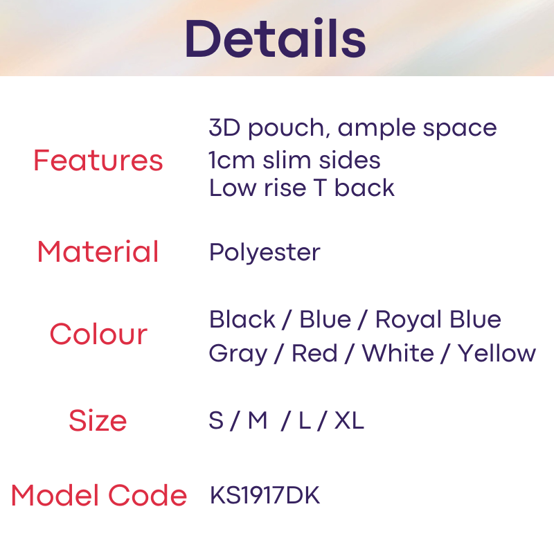 Men's Thong: Polyester 3D Pouch Low Rise Thong (KS1917XD)