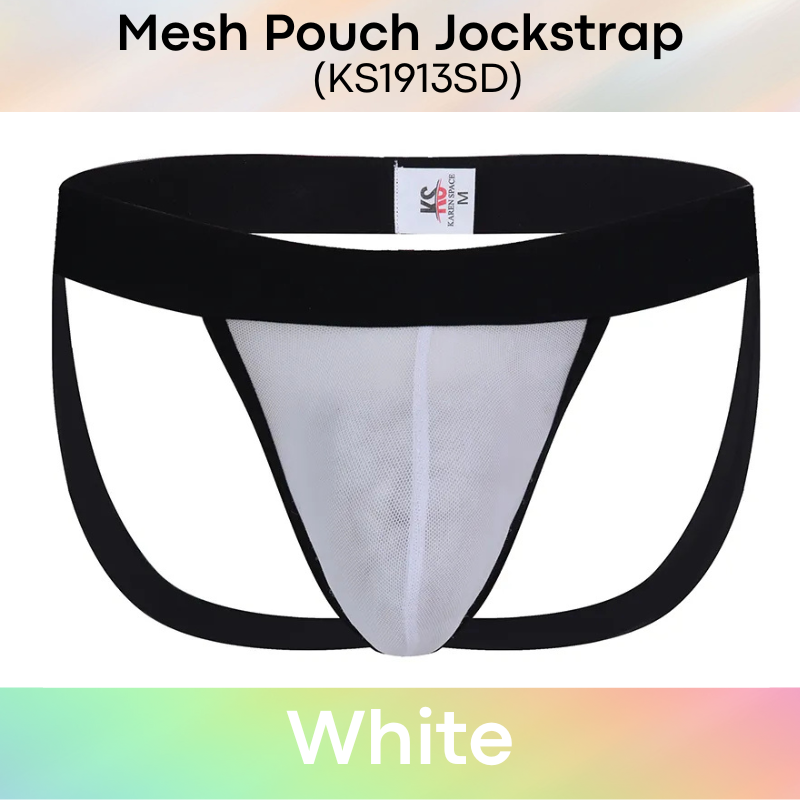 Men's Jockstrap: Polyester Mesh See Through 3D Pouch Jockstrap Underwear (KS1913SD)