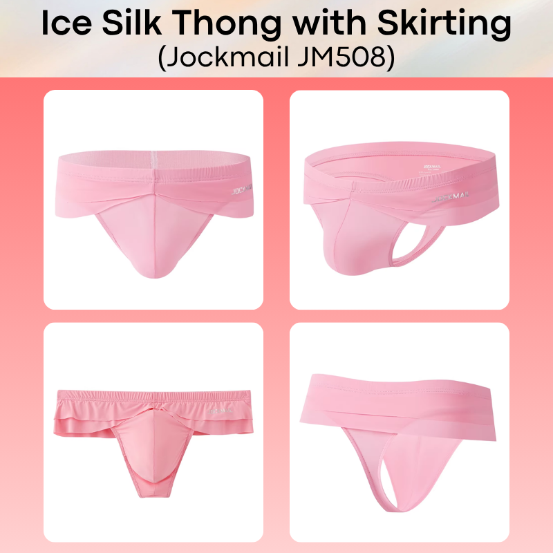 Men's Thong: Polyester Ice Silk Thong with Skirting Underwear (JM508)
