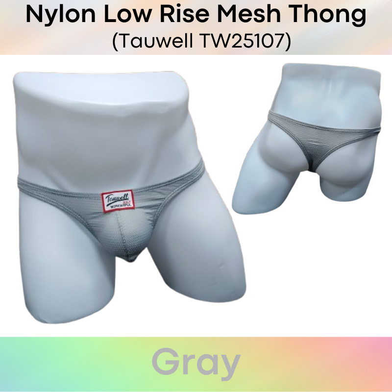 Men's Thong: Nylon Mesh Perforated Thong Underwear (TW25107)