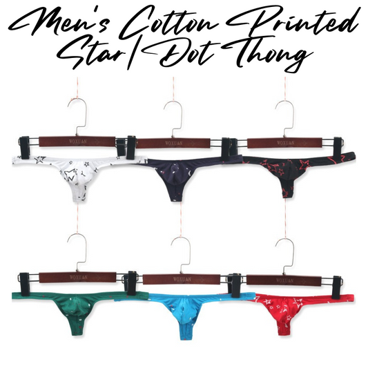 Men's Thong : Star / Dot Print Cotton Thong (Woxuan WX22DZ)