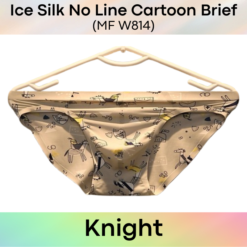 Men's Brief : Polyester Ice Silk Cartoon Print Brief (MF W814)