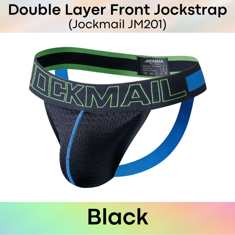 Men's Jockstrap: Double Layer Mesh Sports Jockstrap with Wide Waistband (JM201)