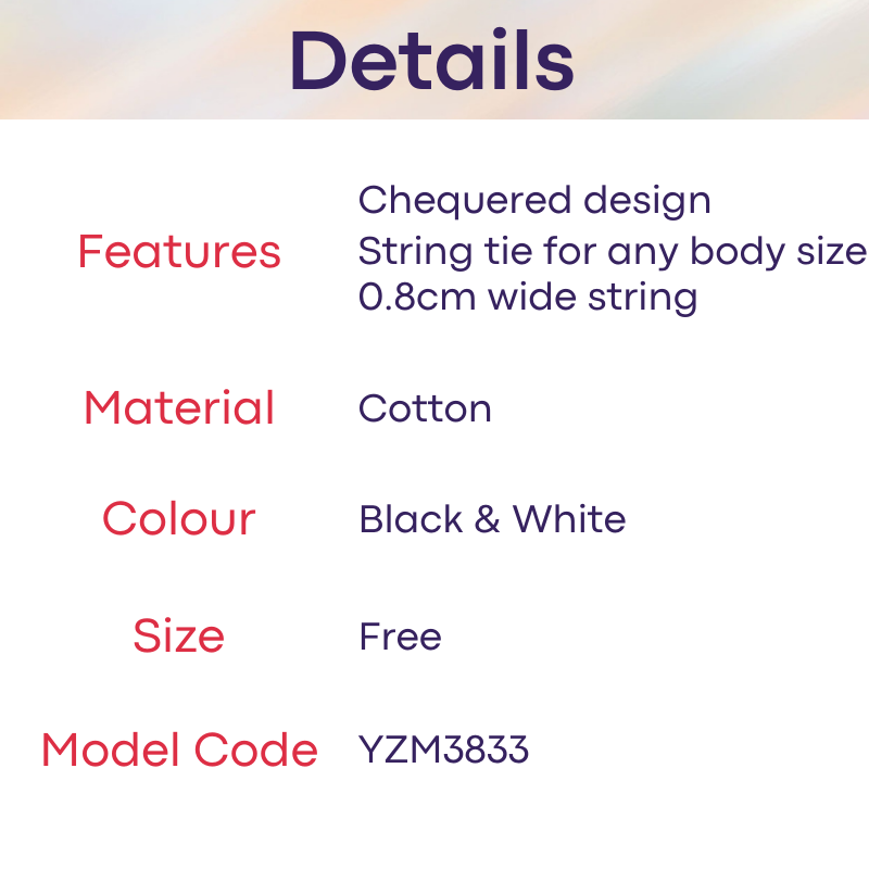 Unisex: Unisex Cotton Black & White Chequered Bikini Set with Top and Brief (YZM3833)