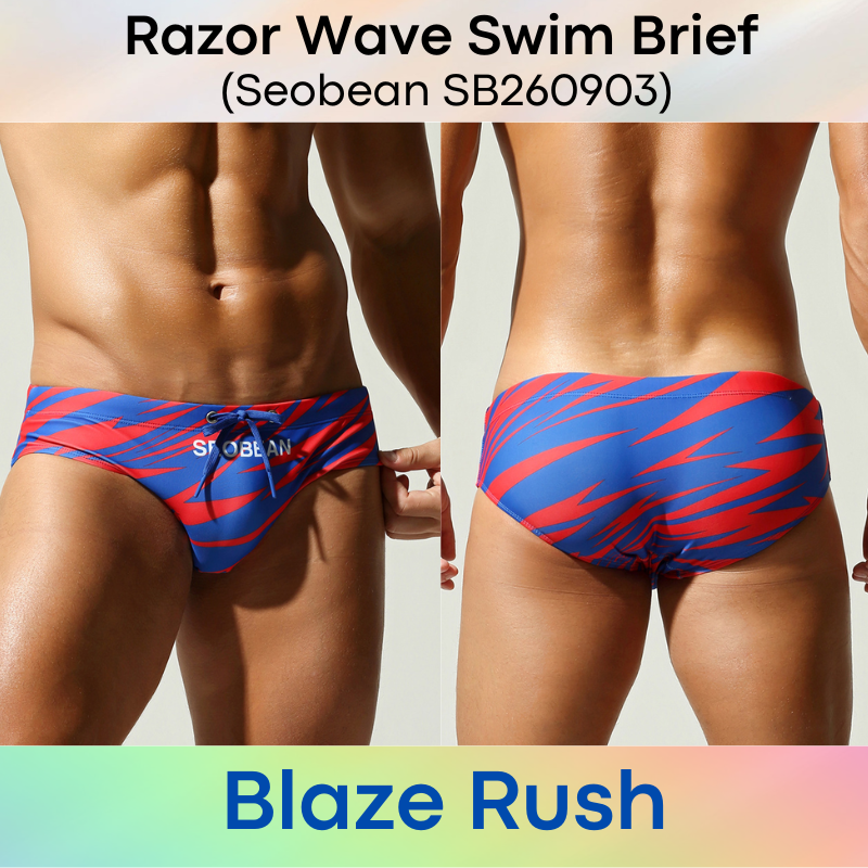 Lifestyle: Men's Razor Wave Printed Swimming Brief Trunks (SB260903)