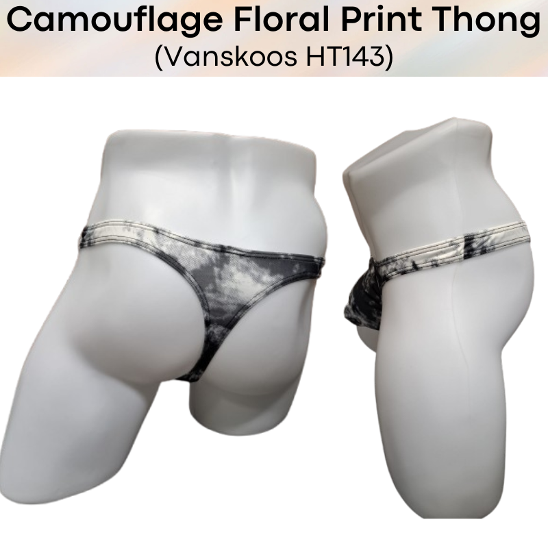 Men's Thong: Polyester Camouflage Floral Print Thong Underwear (HT143)