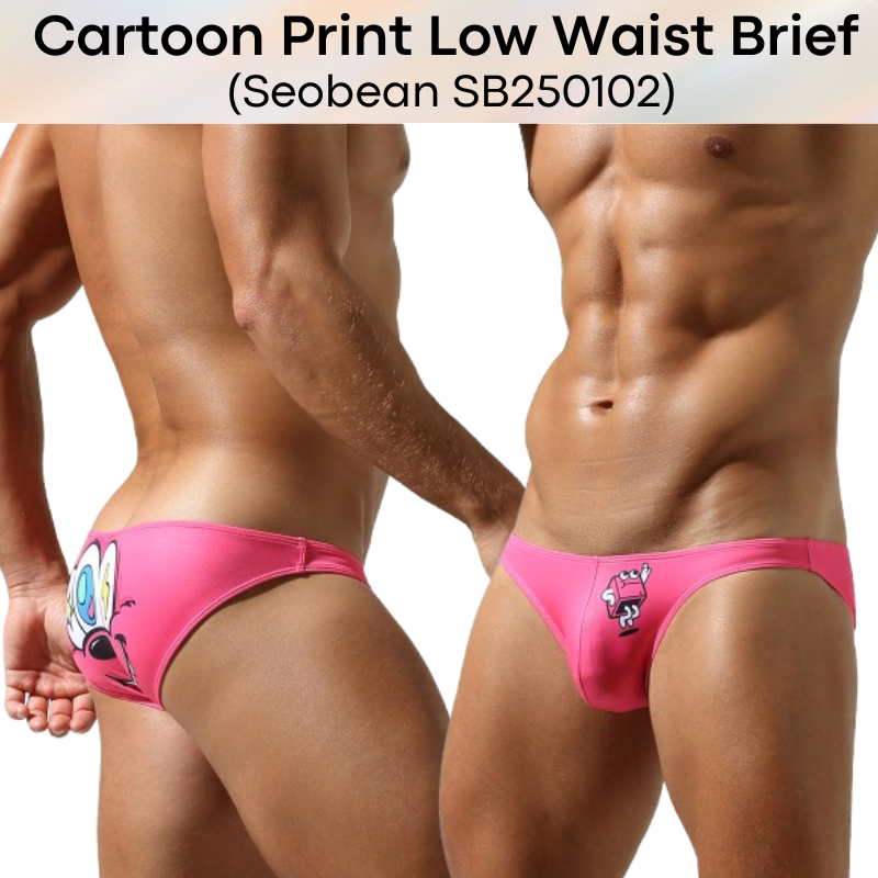 Men's Brief: Polyester Cartoon Low Waist Brief Underwear (SB250102)