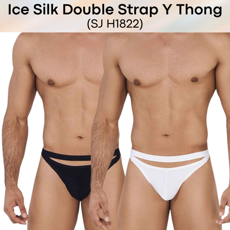 Men's Thong : Nylon Ice Silk Double Strap Y Thong (SJ H1822)