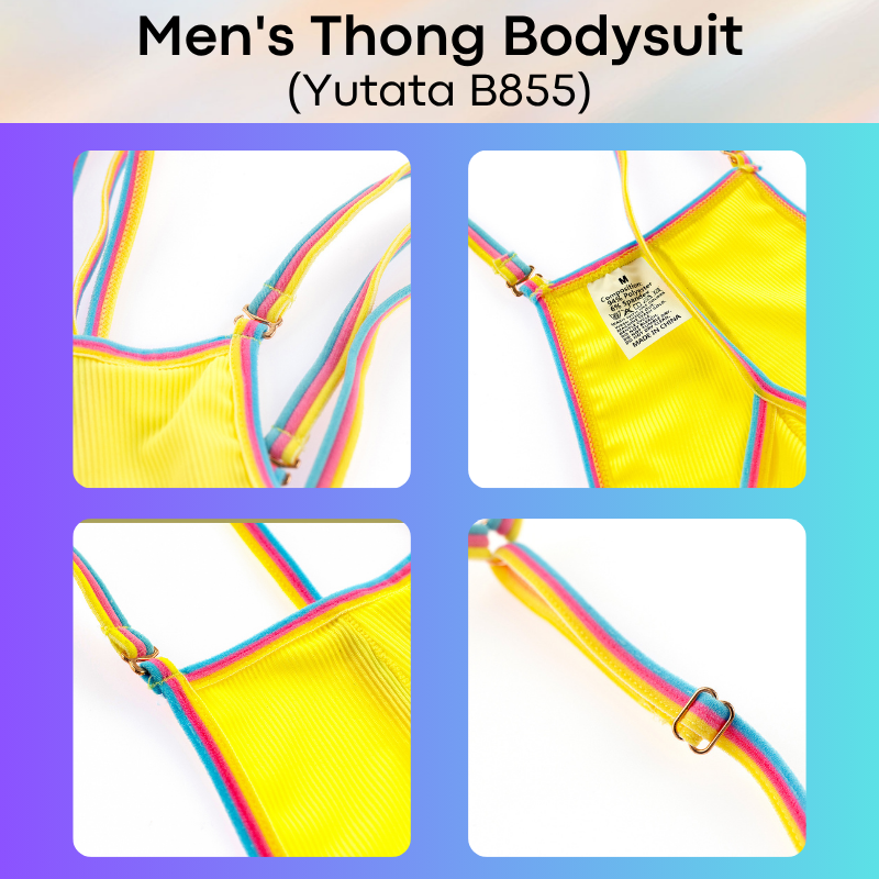 Men's Bodysuit : Thong with Rainbow Band Bodysuit (Yutata B855)