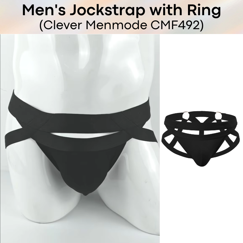 Men's Jockstrap : Double Cross with Metal Ring Underwear (Clever Menmode CMF492)