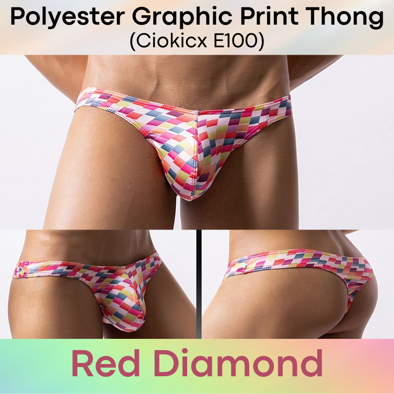 Men's Thong : Polyester Graphic Print Low Waist Thong (Ciokicx E100)