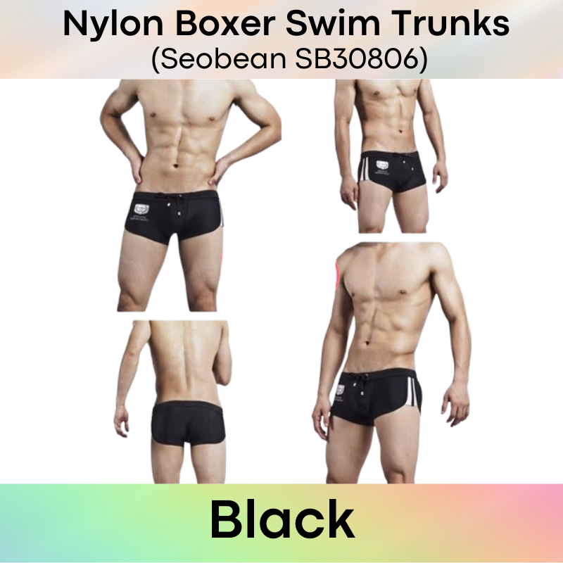 Men's Swimwear: Nylon Low Rise Boxer Swim Trunk with Drawstring (SB30806)