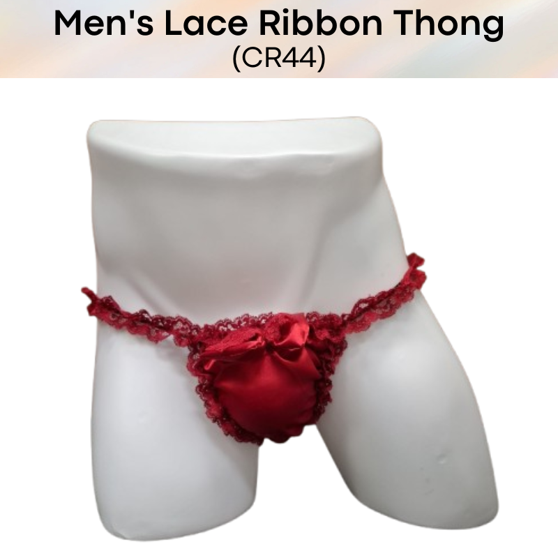 Men's Thong : Lace and Ribbon Underwear (CR44)