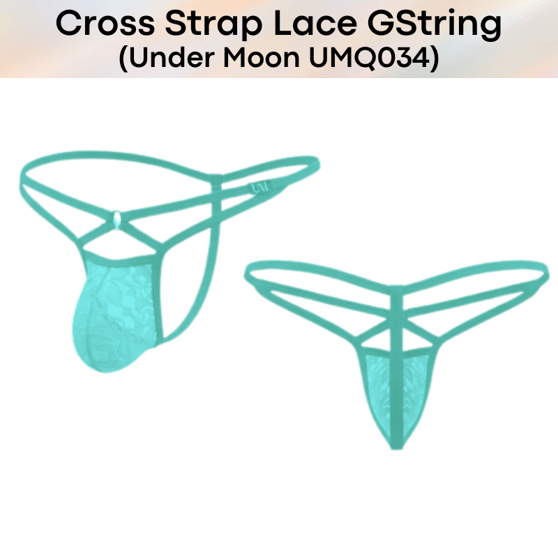Men's GString: Nylon Sheer Lace 3D Convex Pouch Low Waist GString Underwear (UMQ034)