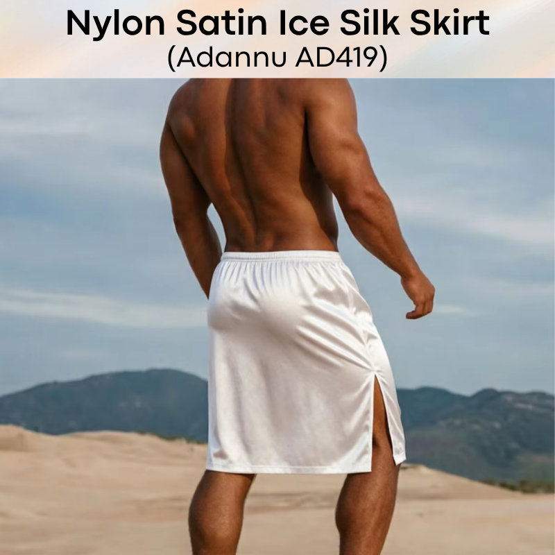 Men's Loungewear: Nylon Satin Ice Silk Home Man Skirt (AD419)