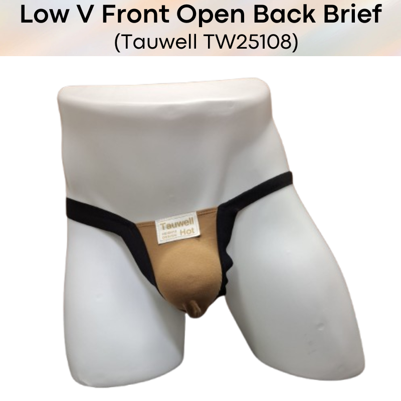 Men's Brief: Cotton Open Back Brief with Low V Front Underwear (TW25108)