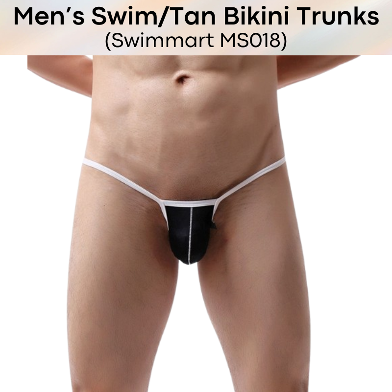 Men's Swimwear : Nylon Bikini String Swim / Tan Swim Trunks (Swimmart MS018)