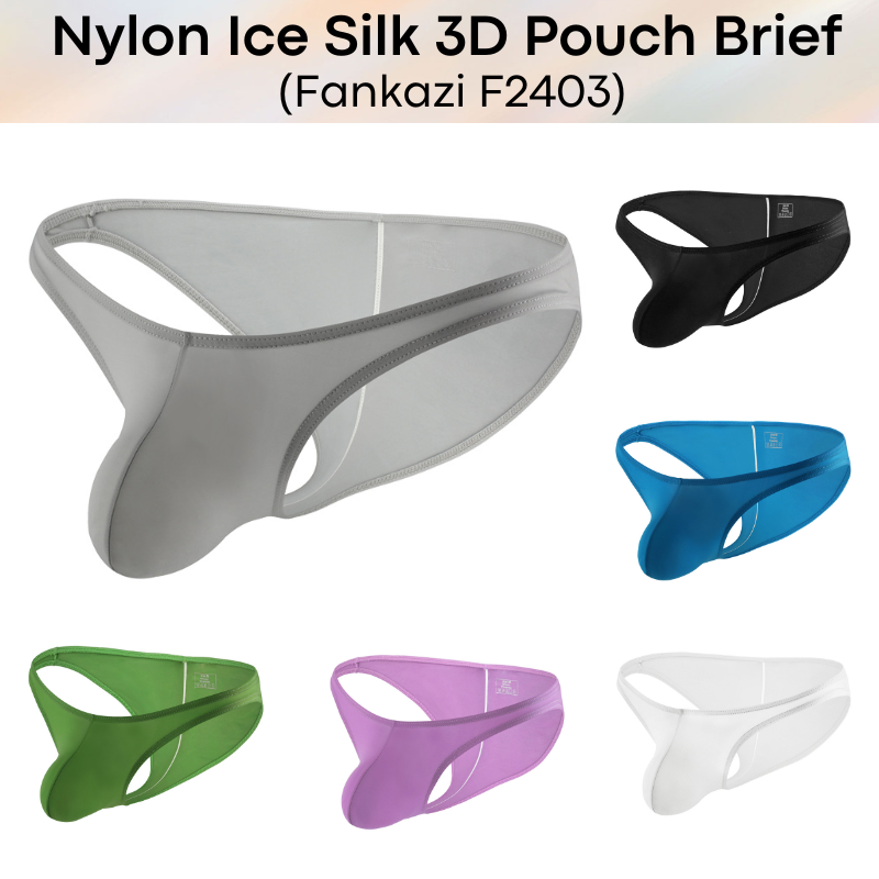 Men's Brief: Nylon Ice Silk Brief with 3D Pouch and Rear Mid Insewn (F2403)