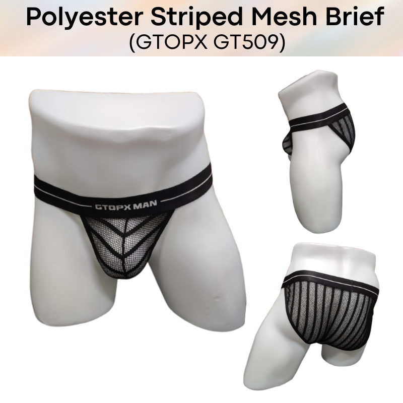Men's Brief: Mesh Opaque Striped Brief (GT509)