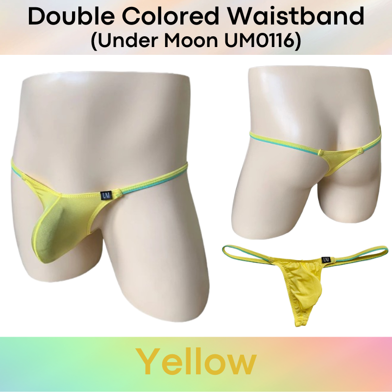 Men's Thong: Nylon Ice Silk 3D Convex Pouch with Double Colored Waistband Thong (UM0116)