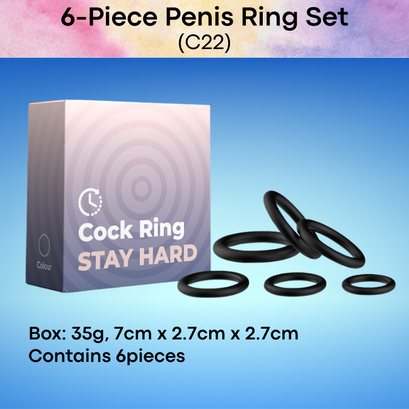 Adult Toy: Men's Silicone Penis Ring 6-Pc Set (C22)