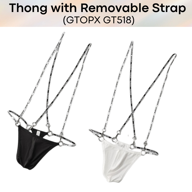 Men's Thong: Viscose Fibre Thong and Removable Suspender Set (GT518/GT519)