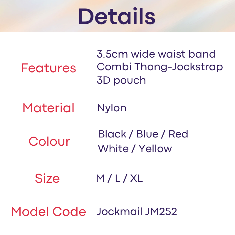 Men's Jockstrap: Nylon Breathable Spider Jockstrap-Thong Combi Underwear (JM252)