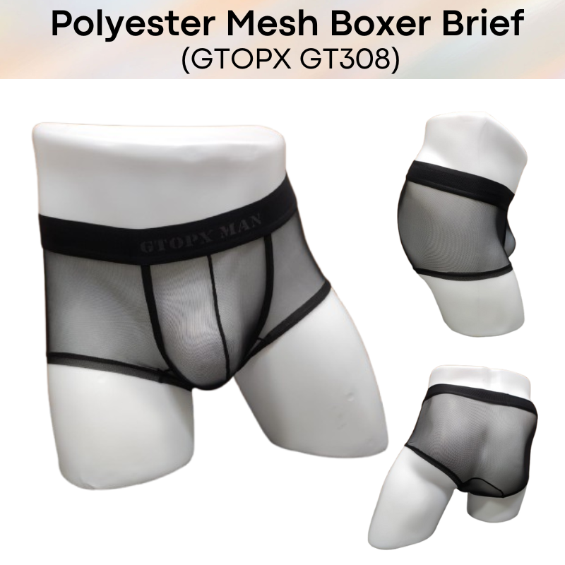 Men's Boxer: Full Mesh Boxer Brief Trunks (GT308)