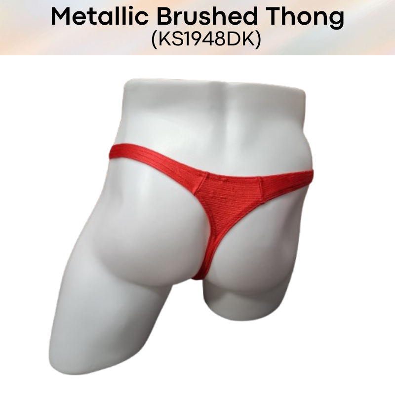 Men's Thong: Polyester Metallic Brushed Thong with 3D Pouch (KS1948DK)