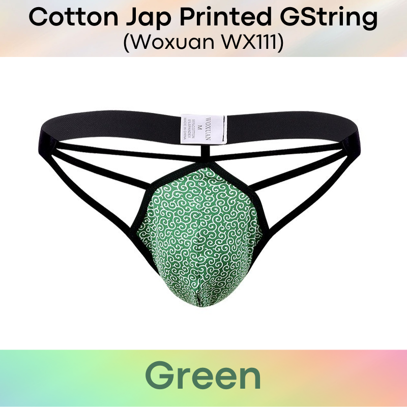 Men's GString : Cotton Jap Style Printed Design GString Underwear (Woxuan WX111)