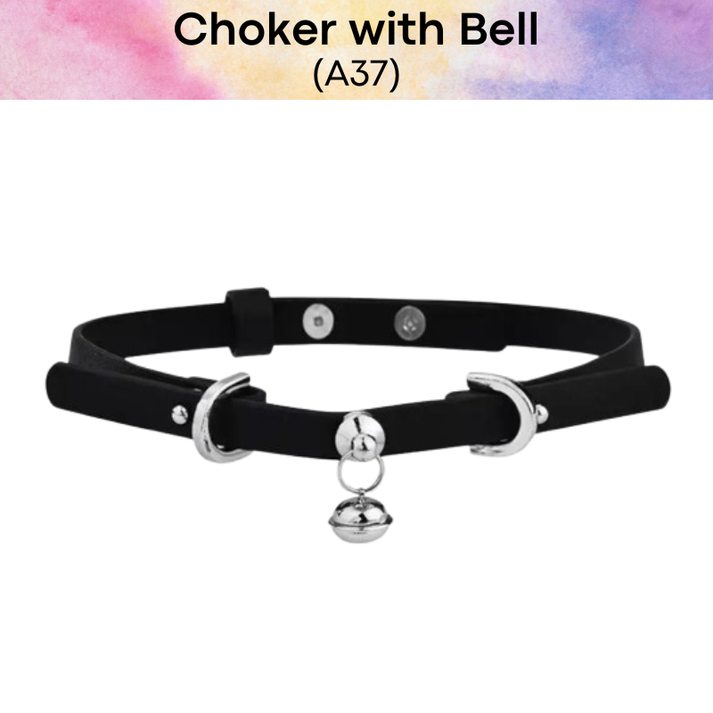 Unisex Choker: PU Choker with Bell (A37)