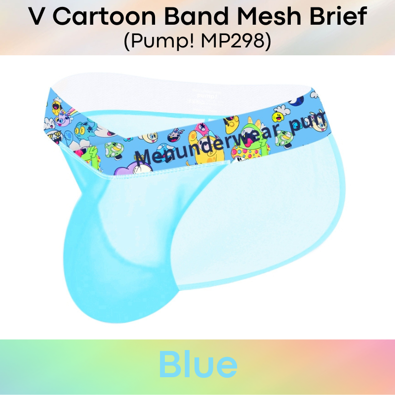 Men's Brief : Nylon V Cartoon Band Mesh Brief (Pump! MP298)