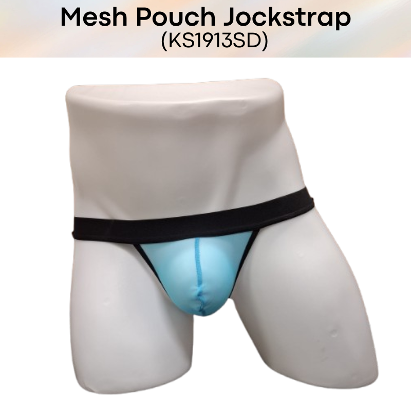 Men's Jockstrap: Polyester Mesh See Through 3D Pouch Jockstrap Underwear (KS1913SD)