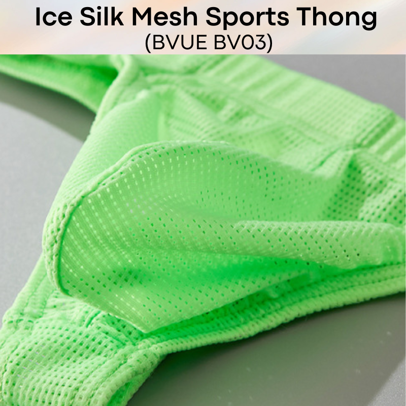 Men's Thong: Polyester Ice Silk Mesh Sports Thong in Metallic Colours Underwear (BV03)