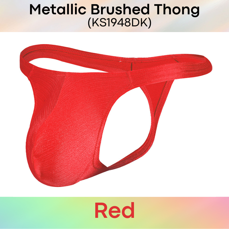 Men's Thong: Polyester Metallic Brushed Thong with 3D Pouch (KS1948DK)