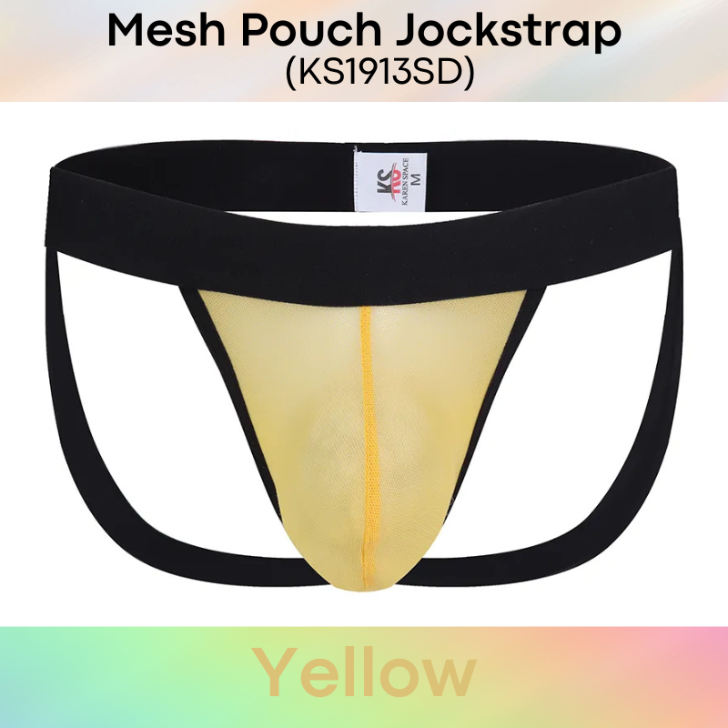 Men's Jockstrap: Polyester Mesh See Through 3D Pouch Jockstrap Underwear (KS1913SD)