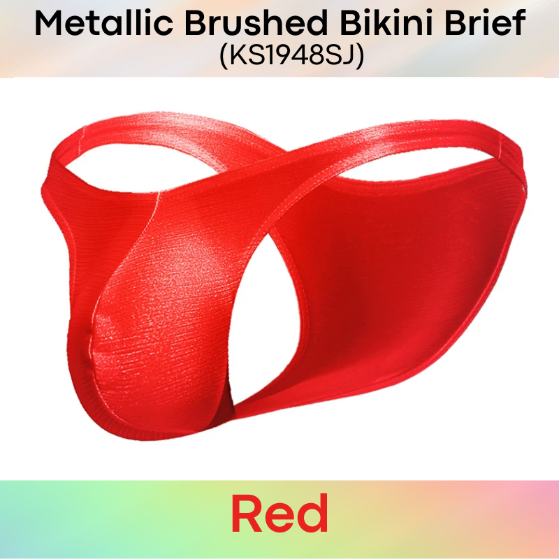 Men's Brief: Polyester Metallic Brushed Bikini Brief with 3D Pouch (KS1948SJ)