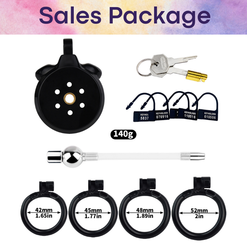 Adult Toy: Men's Resin Chastity Cage with Urethral Catheter (FRRK216DG9C)