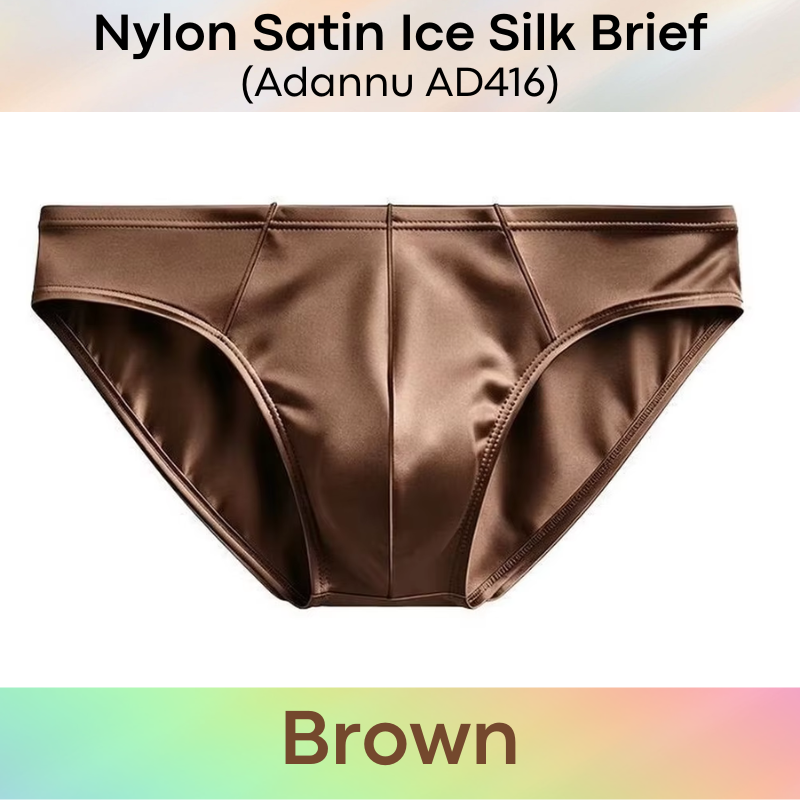 Men's Brief: Nylon Satin Ice Silk Brief Underwear (AD416)